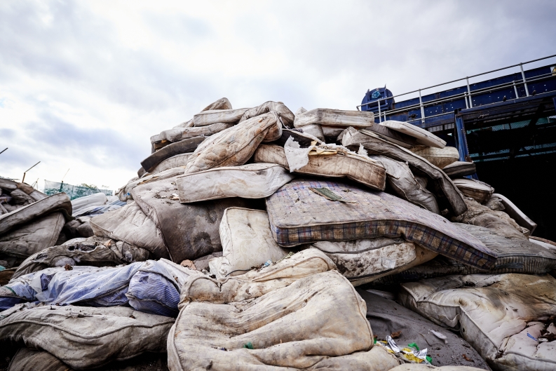 Piles of mattresses recycling 
